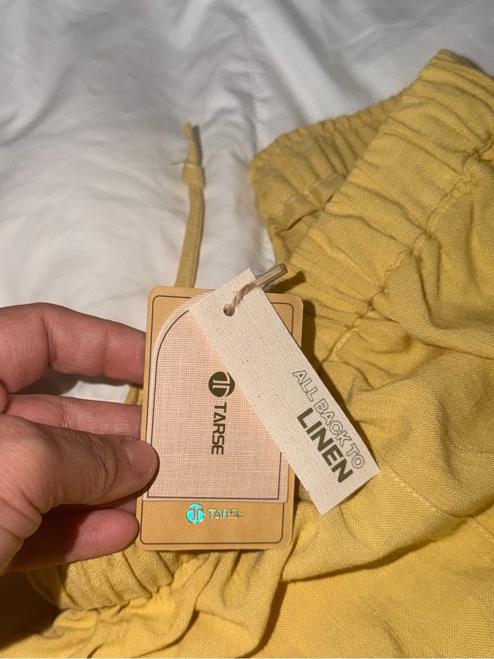 TARSE Women’s Yellow Wide-Leg Linen Pants